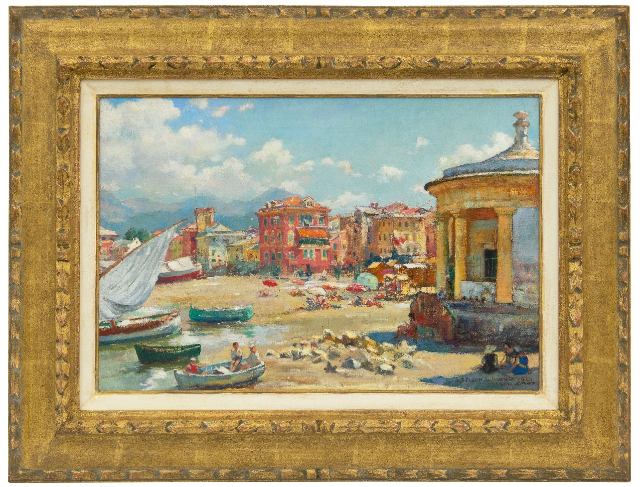 Bueno de Mesquita D.A.  | David Abraham Bueno de Mesquita, The beach of Sestri Levante, oil on canvas 28.6 x 42.6 cm, signed l.r. and dated 'Sestri Levante' 1929