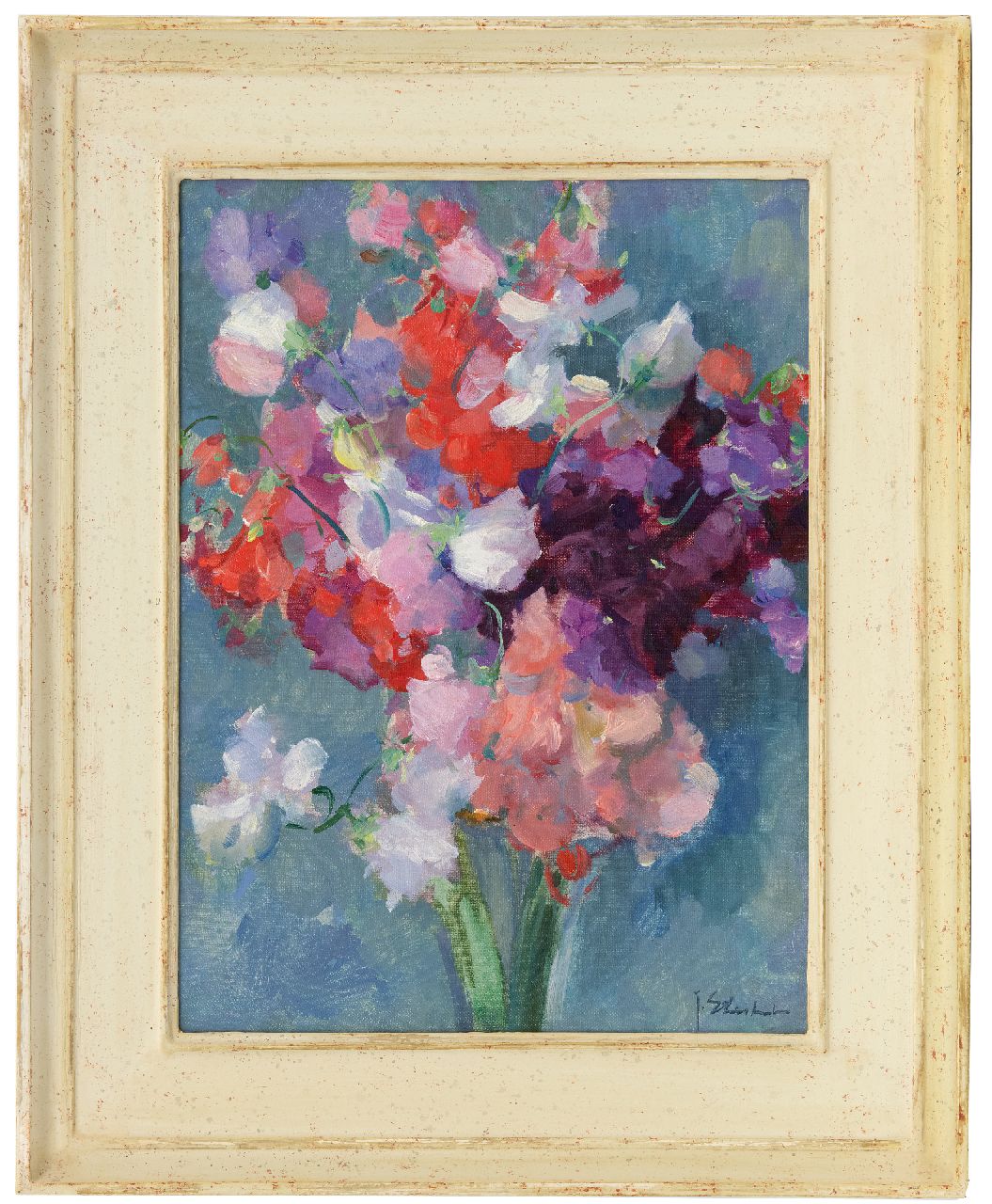 Stierhout J.A.U.  | Josephus Antonius Ubaldus 'Joop' Stierhout, Lathyrus, oil on canvas 40.4 x 30.1 cm, signed l.r.