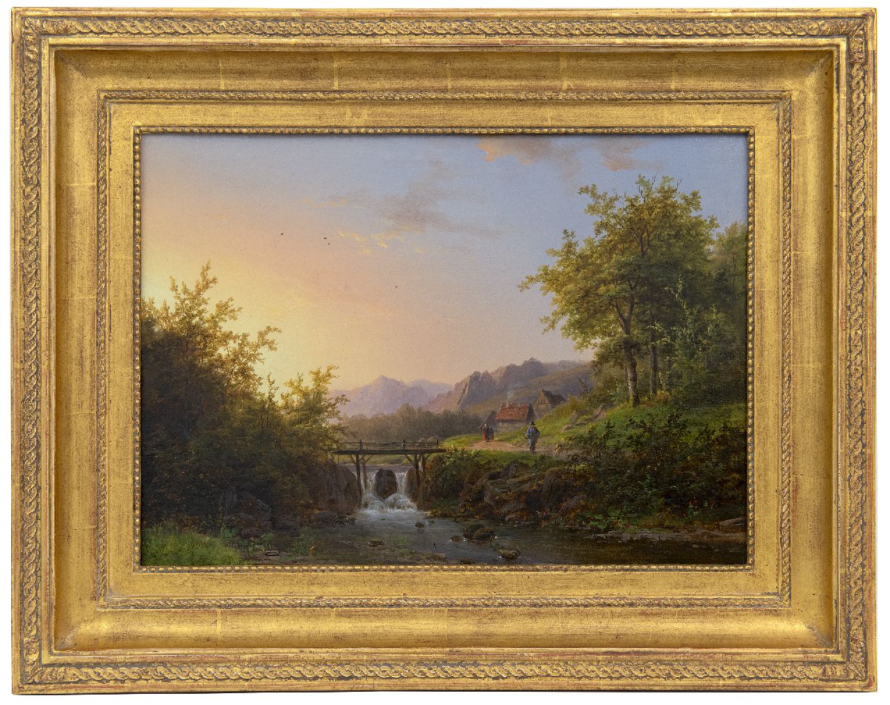 Klombeck J.B.  | Johann Bernard Klombeck | Paintings offered for sale | Summer landscape with a stream, oil on panel 29.7 x 41.1 cm, signed l.r. and dated 1847