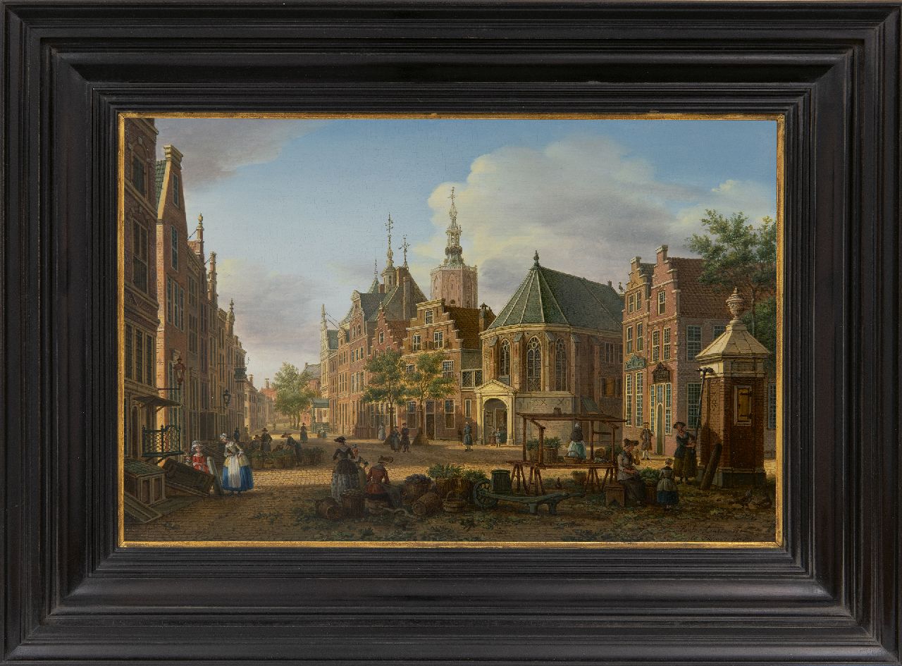 Fargue P.C. la | Paulus Constantijn la Fargue, A view of the Groenmarkt, The Hague, oil on panel 22.7 x 34.5 cm, signed l.r. and painted ca. 1770