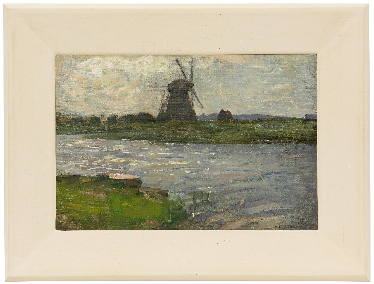 Mondriaan P.C.  | Pieter Cornelis 'Piet' Mondriaan, The Oostzijdse Mill at the Gein, viewed from the Landzicht farmhouse, oil on canvas 27.5 x 40.5 cm, signed l.r. and painted ca. 1902-1903