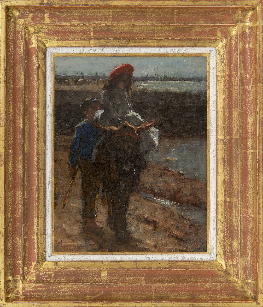 Maarel M. van der | Marinus van der Maarel, At the beach, oil on canvas 24.5 x 19.2 cm, signed l.r.