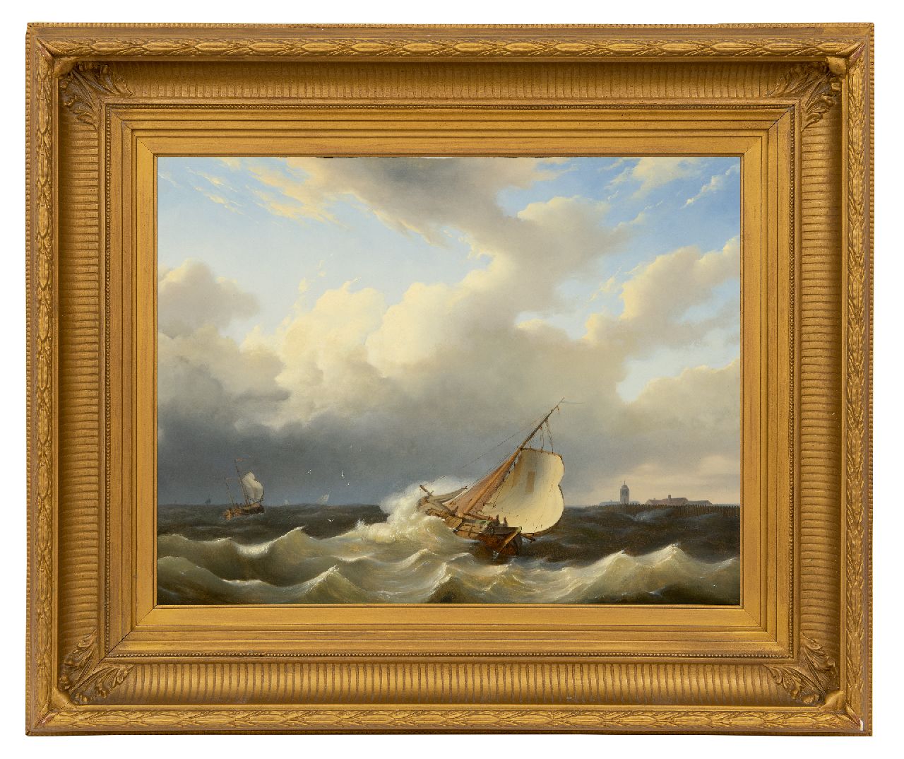 Kleyn H.  | H. Kleyn, Ships on a choppy sea, oil on panel 40.1 x 52.2 cm, signed l.l.