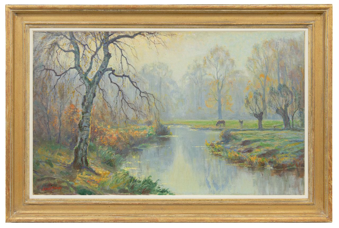Meijer J.  | Johannes 'Johan' Meijer, Autumn morning, Blaricum, oil on canvas 60.5 x 100.5 cm, signed l.l.
