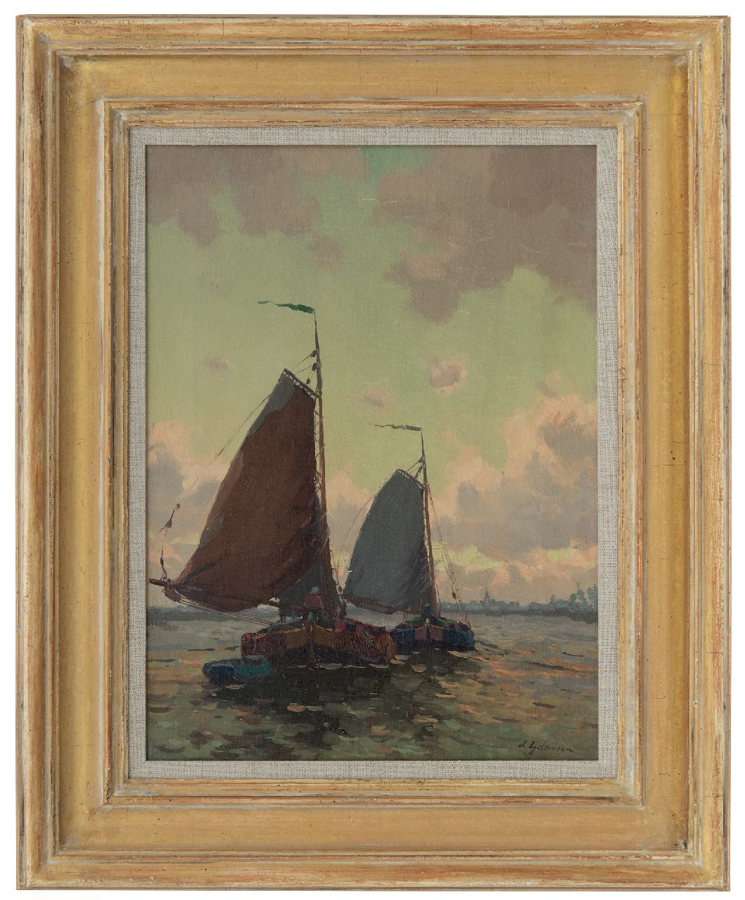 Ydema E.  | Egnatius Ydema, Barges on their way home, oil on canvas 40.5 x 30.5 cm, signed l.r.