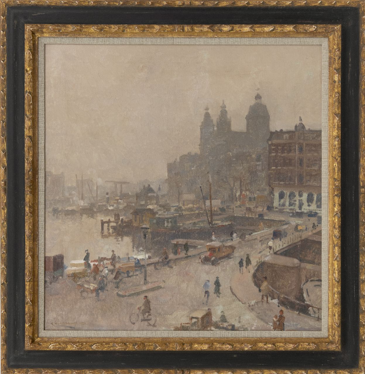 Vreedenburgh C.  | Cornelis Vreedenburgh | Paintings offered for sale | View of Amsterdam with the St. Nicolaas church, oil on canvas 52.3 x 50.7 cm, signed l.l. and dated 1936