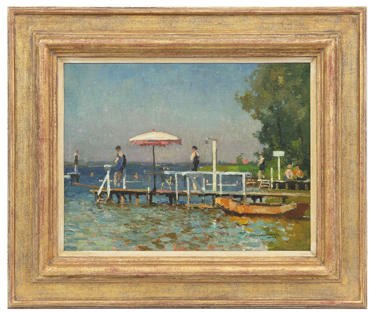 Vreedenburgh C.  | Cornelis Vreedenburgh, Along the Loosdrechtse Plassen, oil on canvas laid down on painter's board 30.2 x 39.3 cm, signed l.r.