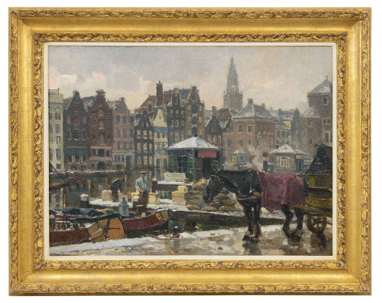 Langeveld F.A.  | Franciscus Arnoldus 'Frans' Langeveld | Paintings offered for sale | The Damrak in Amsterdam, oil on canvas 61.0 x 81.2 cm, signed l.l.