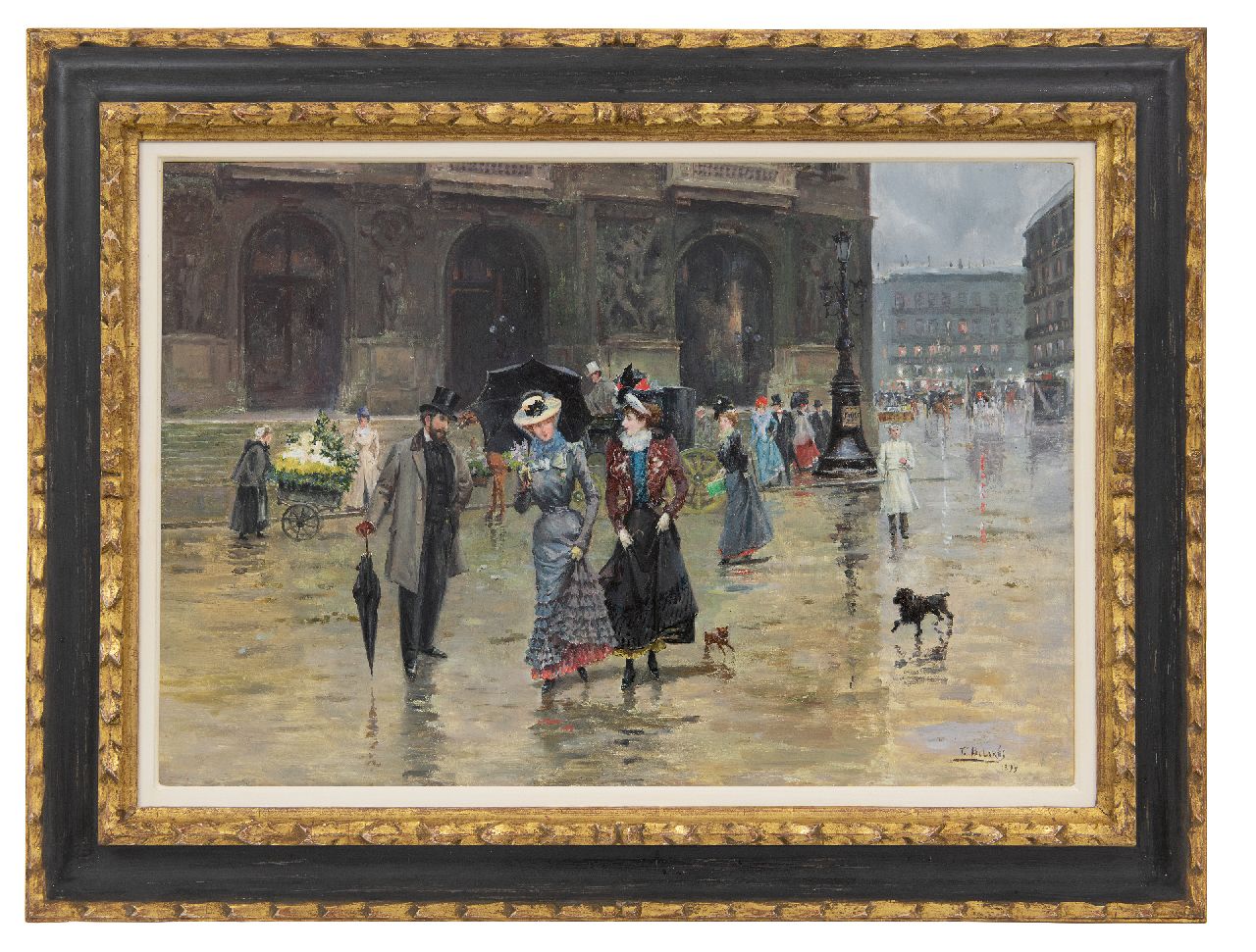 Pallarés y Allustante J.  | Joaquín Pallarés y Allustante | Paintings offered for sale | The Place de l'Opéra in Paris, oil on panel 37.6 x 55.1 cm, signed l.r. and dated 1899