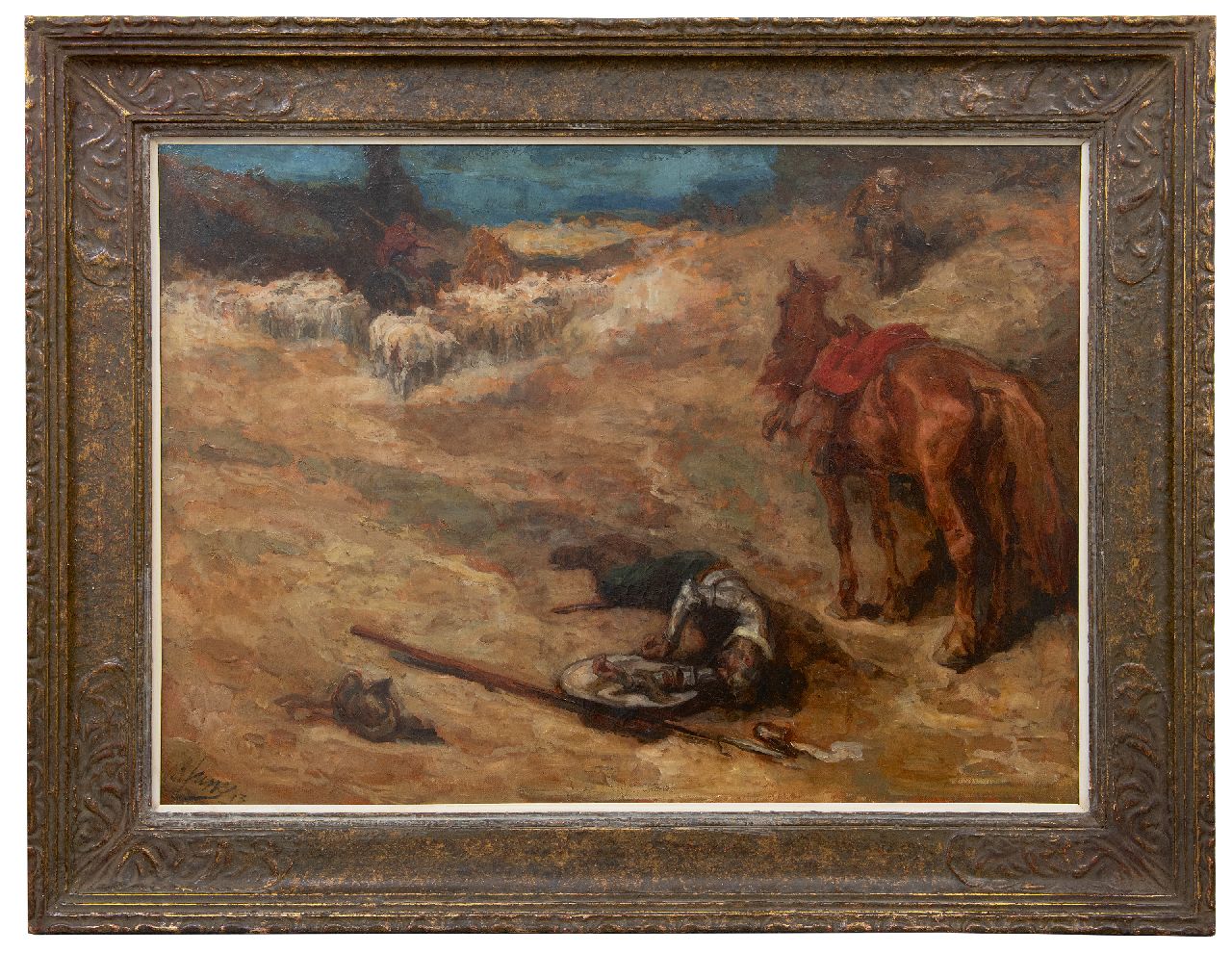 Jurres J.H.  | Johannes Hendricus Jurres, Scene from Don Quichot, oil on canvas 73.9 x 101.8 cm, signed l.l. and dated '13