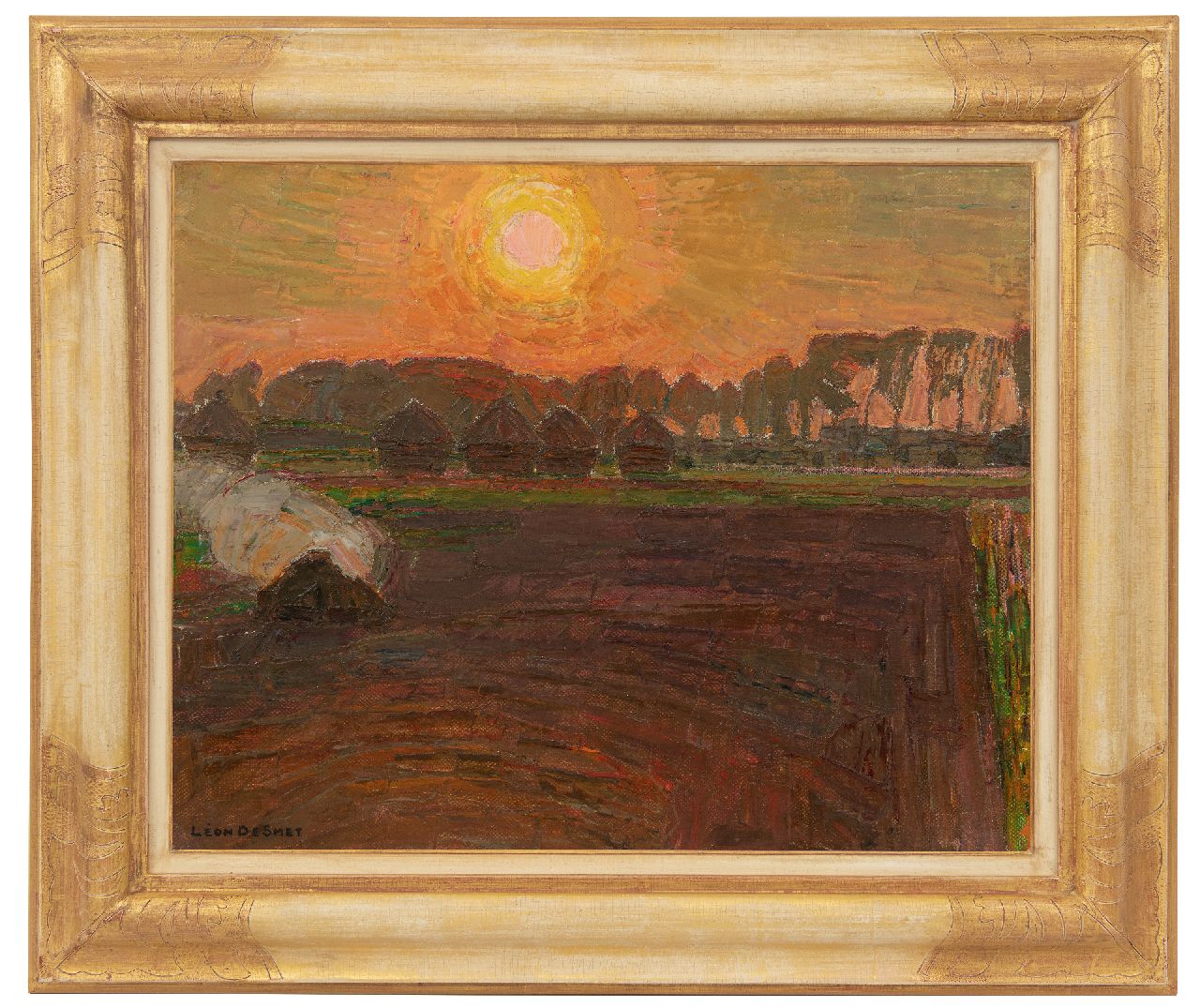 Smet L. de | Léon de Smet | Paintings offered for sale | Landscape at sunset, oil on canvas 48.5 x 60.7 cm, signed l.l.