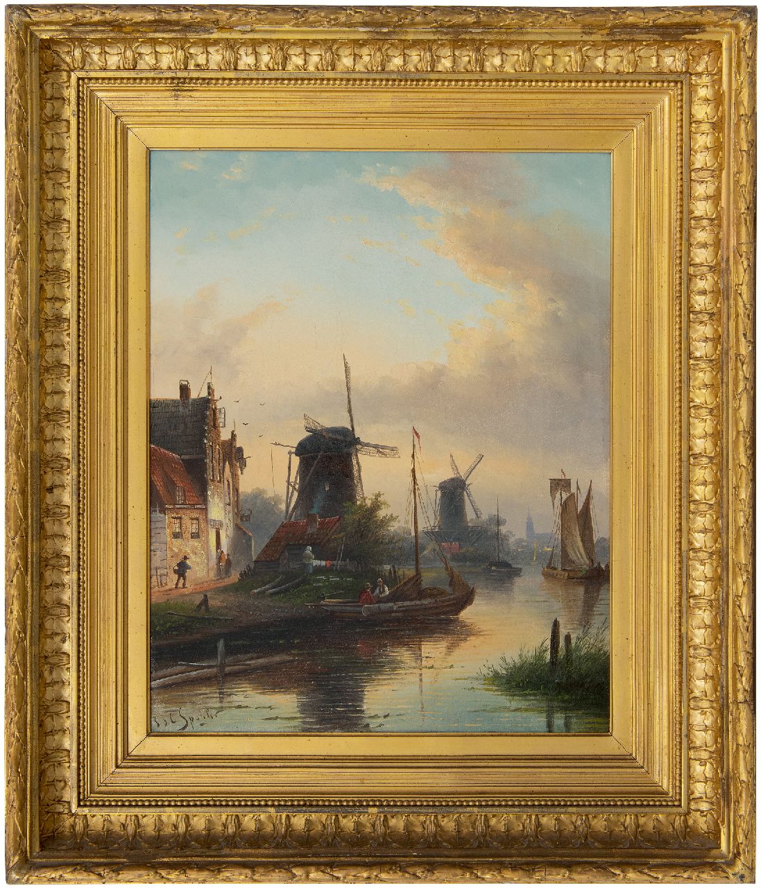 Spohler J.J.C.  | Jacob Jan Coenraad Spohler, A river landscape in summer, oil on canvas 44.5 x 35.5 cm, signed l.l.