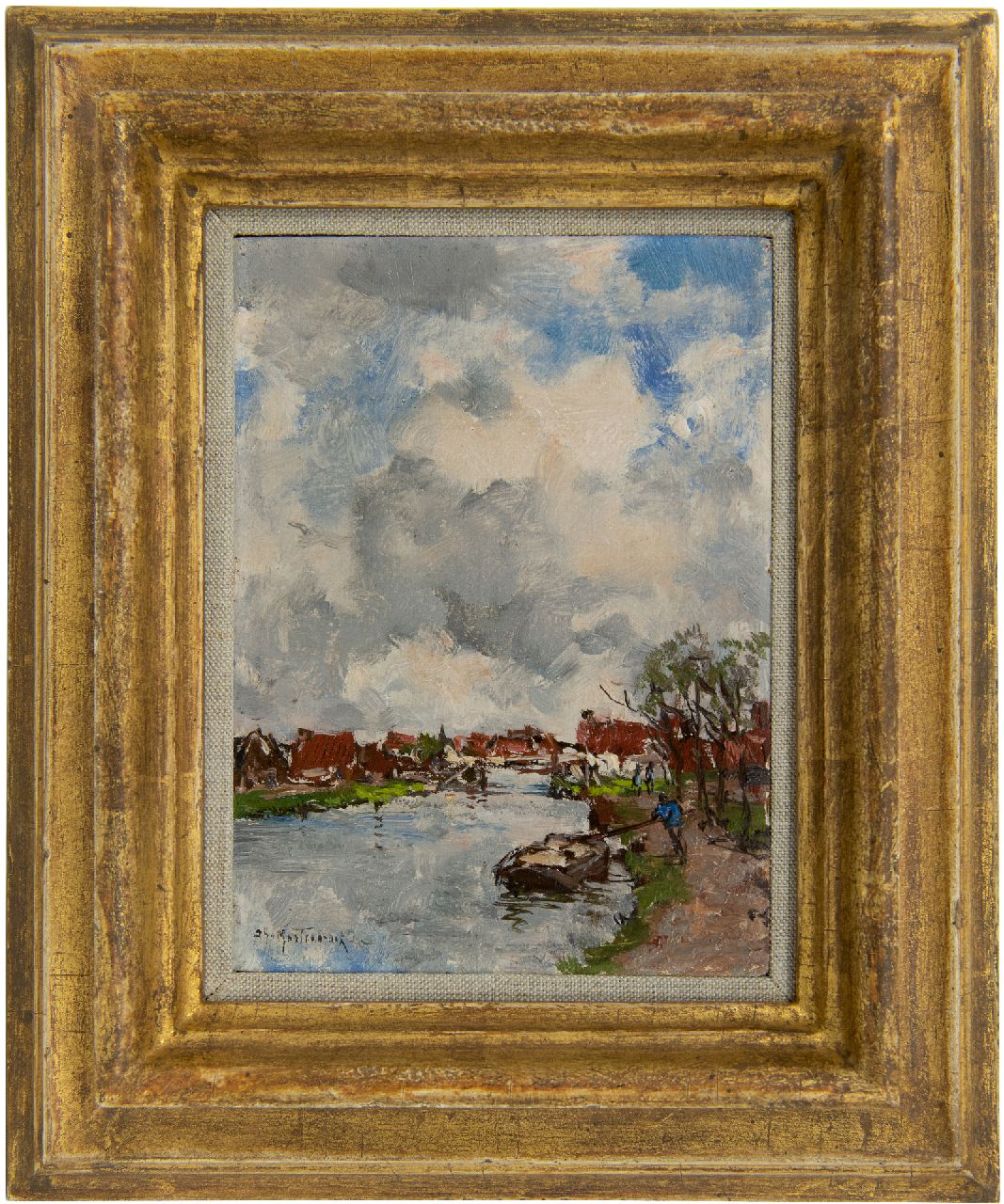 Mastenbroek J.H. van | Johan Hendrik van Mastenbroek, Trekvaart (canal), oil on panel 16.0 x 11.8 cm, signed l.l.