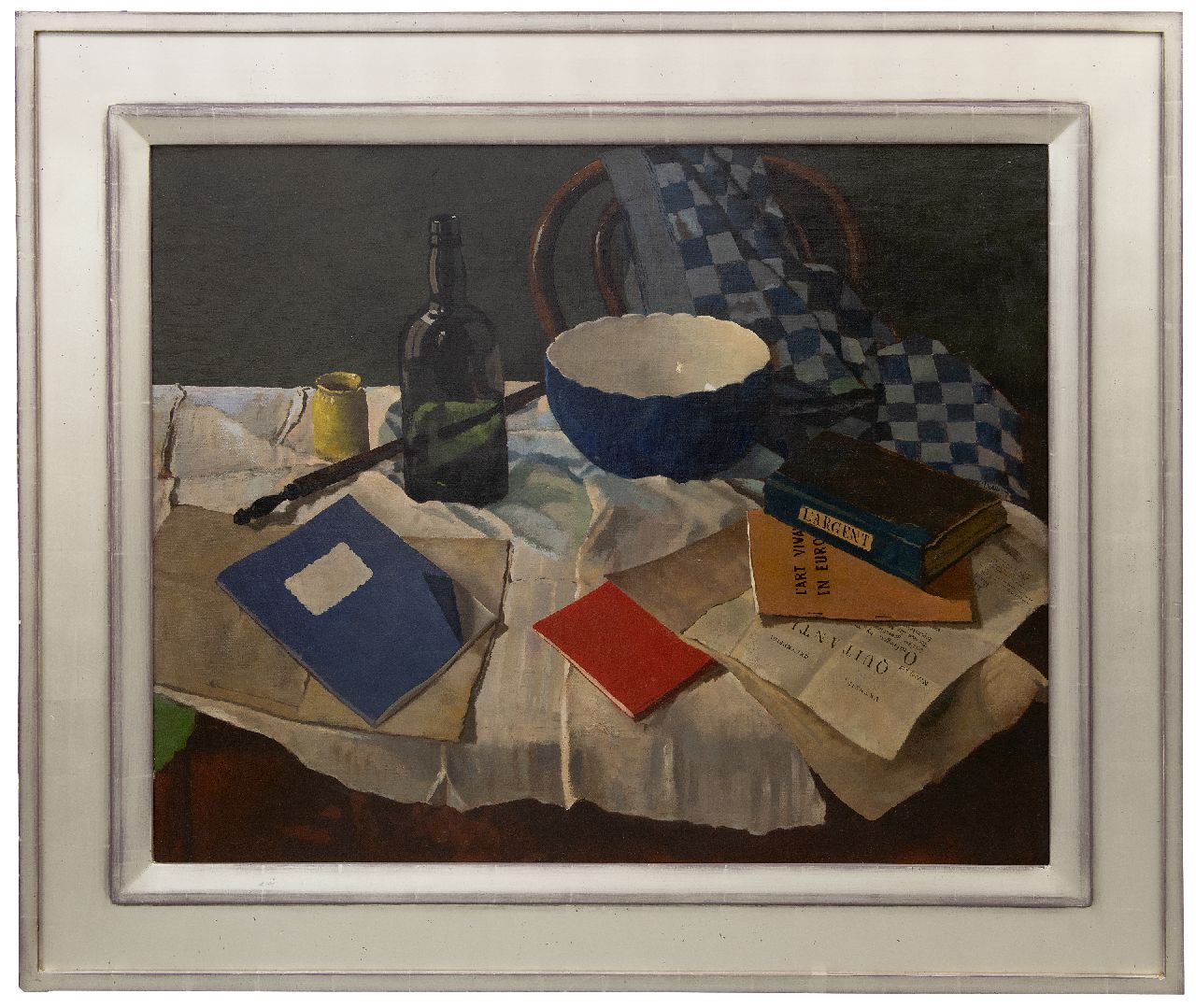 Verkoren L.  | Lucas Verkoren | Paintings offered for sale | A still life with a bowl and books, oil on canvas 75.7 x 91.5 cm, signed c.r. and dated 1955