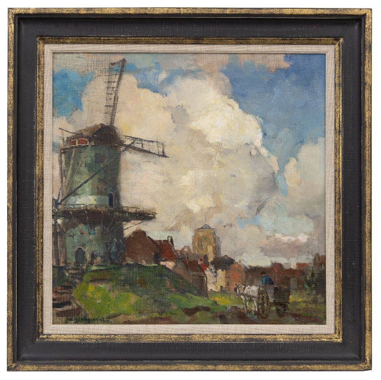 Langeveld F.A.  | Franciscus Arnoldus 'Frans' Langeveld | Paintings offered for sale | A view of Zierikzee with the 'Dikke Toren', oil on canvas 40.1 x 40.1 cm, signed l.l.