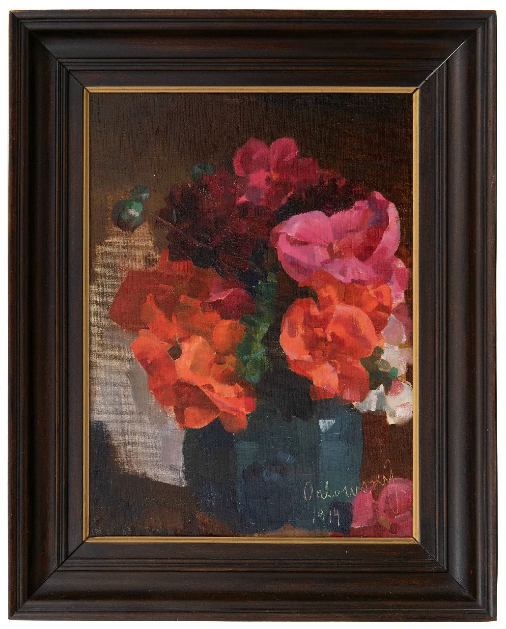Orlowsky E.  | Eugen Orlowsky | Paintings offered for sale | Flower still life, oil on canvas on board, laid down on panel 49.1 x 36.2 cm, signed l.r. and dated 1914
