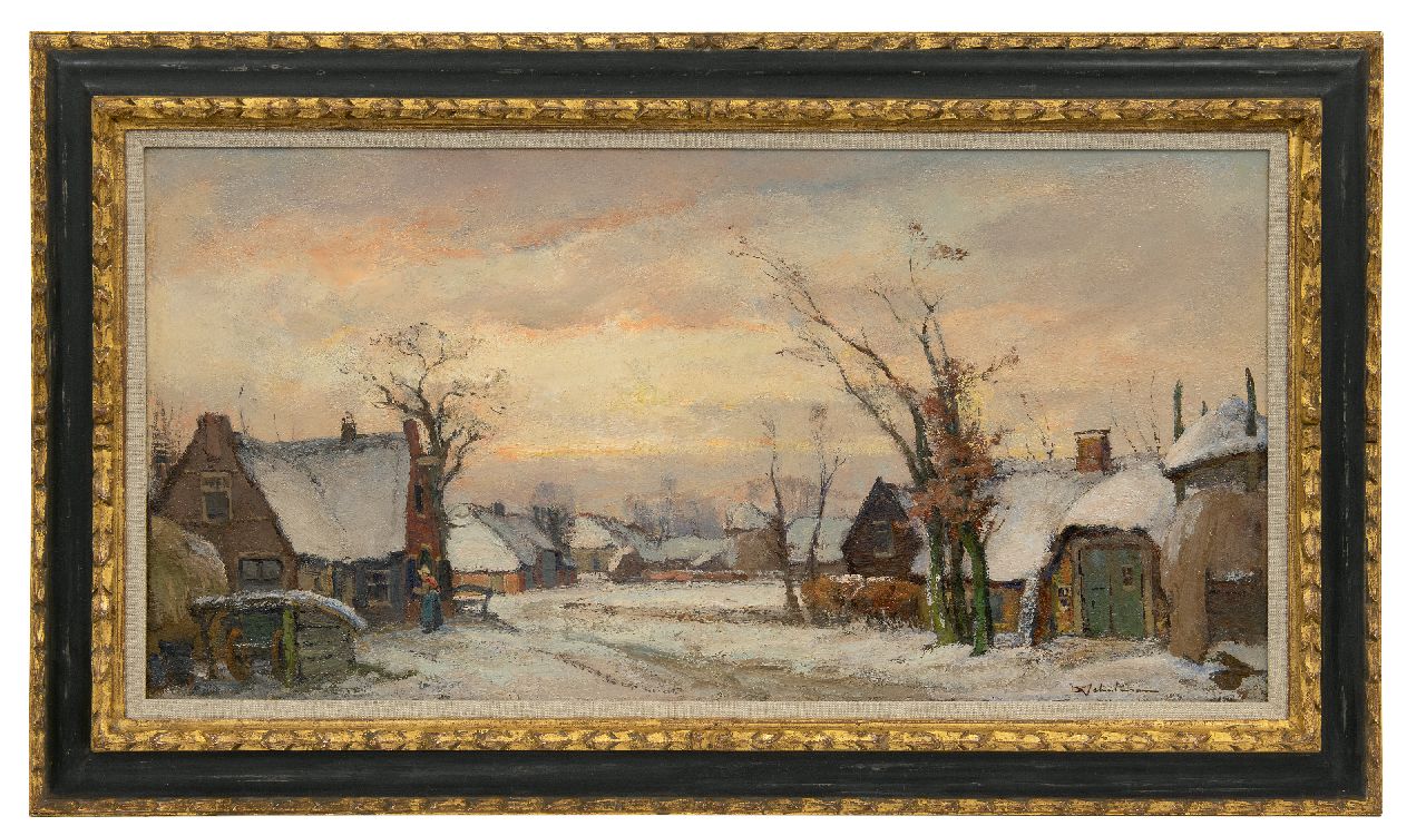 Schulman D.  | David Schulman, Snowy village in The Gooi, oil on canvas 40.2 x 80.2 cm, signed l.r.