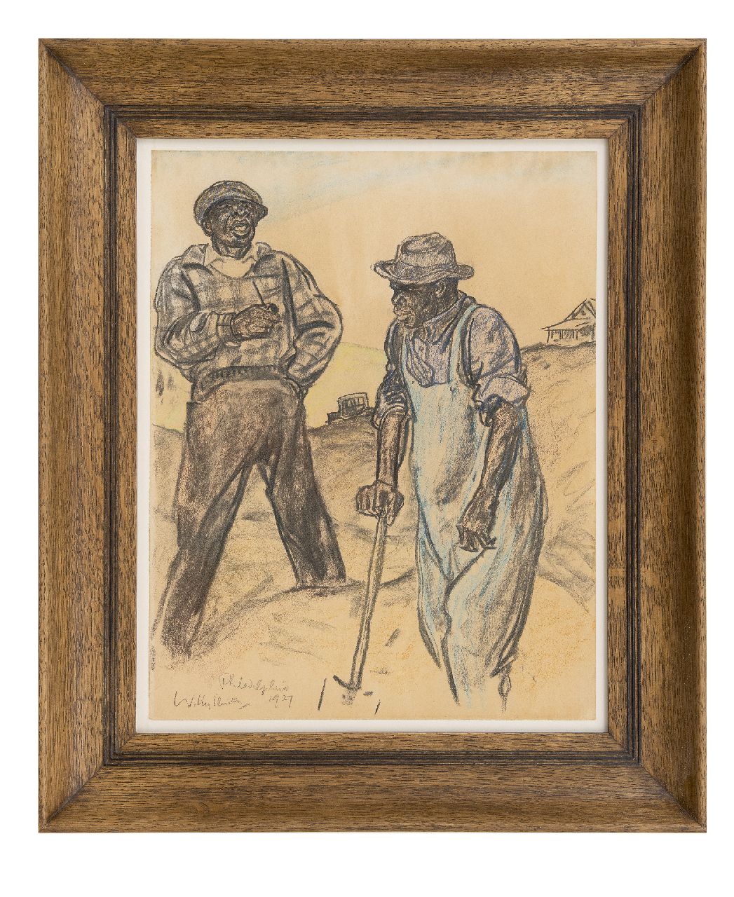 Sluiter J.W.  | Jan Willem 'Willy' Sluiter | Watercolours and drawings offered for sale | Diggers, Philadelpia, drawing on paper 46.6 x 36.3 cm, signed l.l. and dated 1927