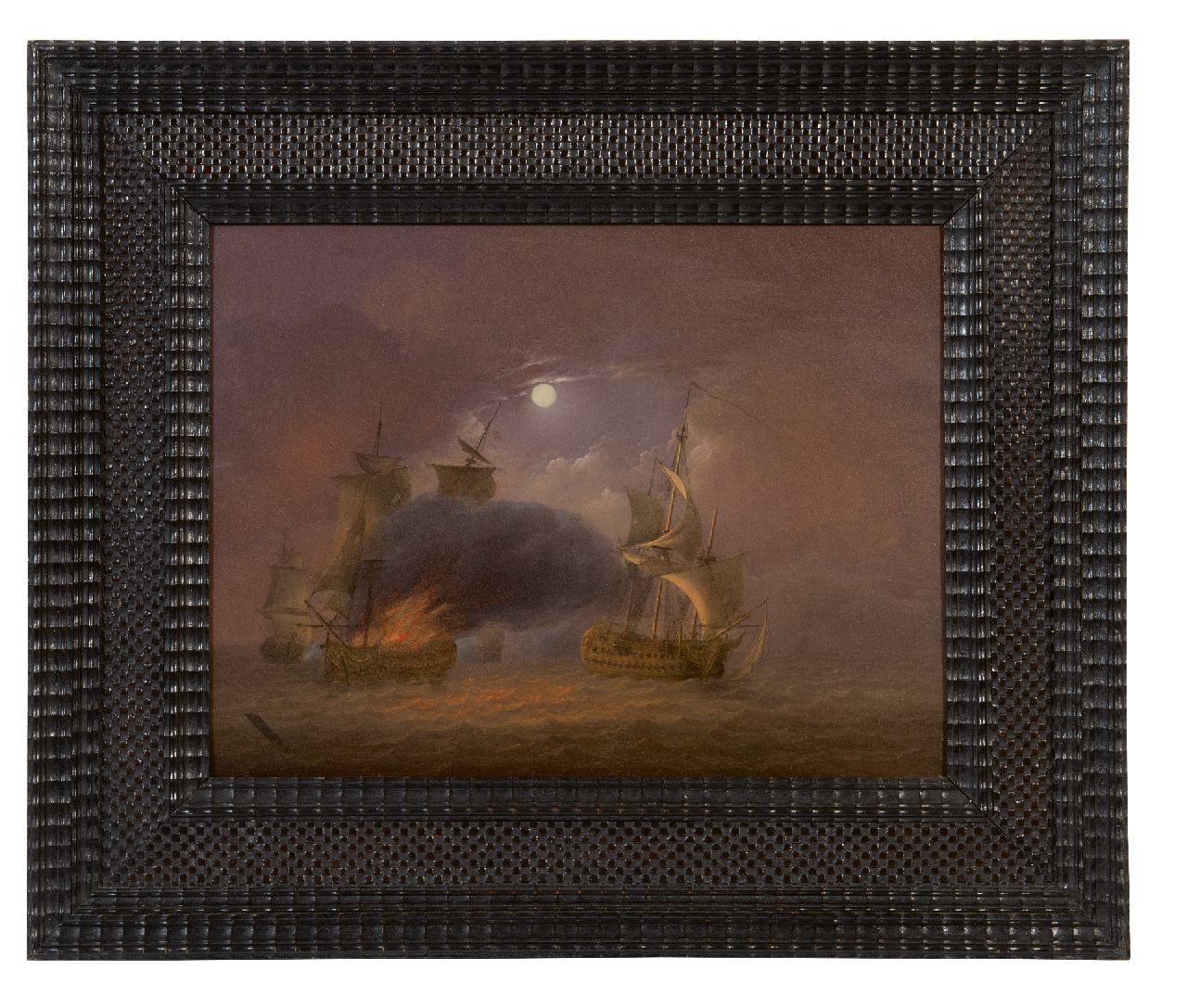 Os J. van | Jan van Os | Paintings offered for sale | Sea battle at full moon, oil on panel 26.6 x 35.3 cm, signed l.l. and painted ca. 1800