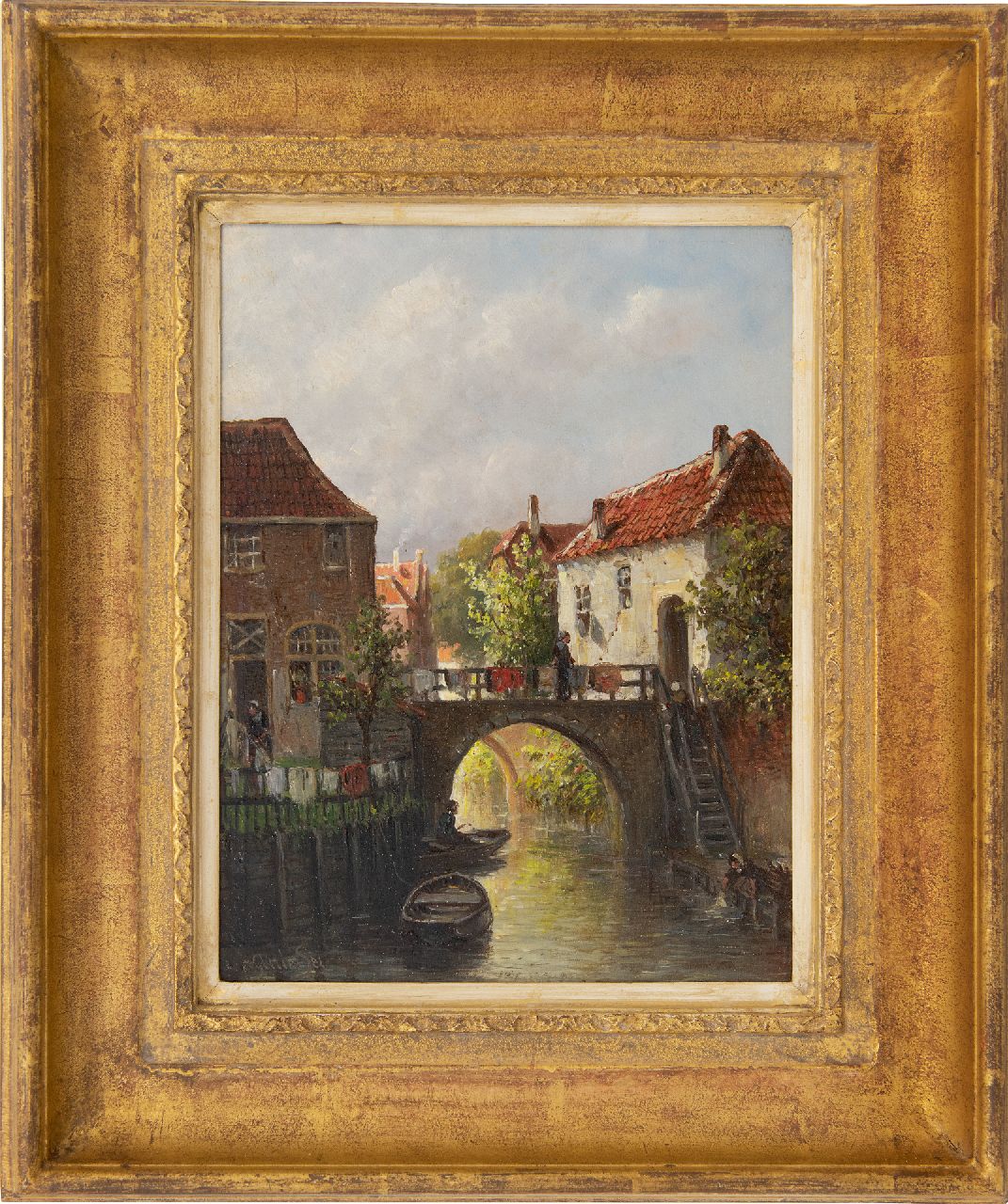 Vertin P.G.  | Petrus Gerardus Vertin, Drying laundry on the river Dieze, Den Bosch, oil on panel 24.2 x 18.7 cm, signed l.l. and dated '84