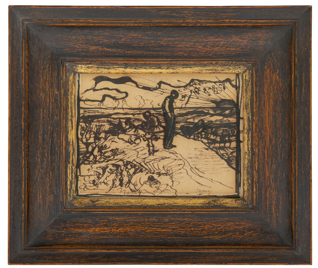 Toorop J.Th.  | Johannes Theodorus 'Jan' Toorop, Vagabonds in the dunes, pen and ink on paper 12.1 x 14.4 cm, signed l.r. and dated l.m. 1890