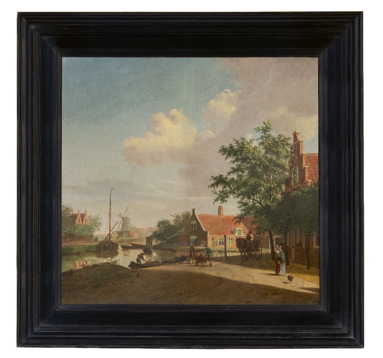 Toorenburgh G.  | Gerrit Toorenburgh | Paintings offered for sale | A village scene with activities along a canal, oil on panel 42.6 x 44.6 cm, signed l.l. with initials and dated 1769
