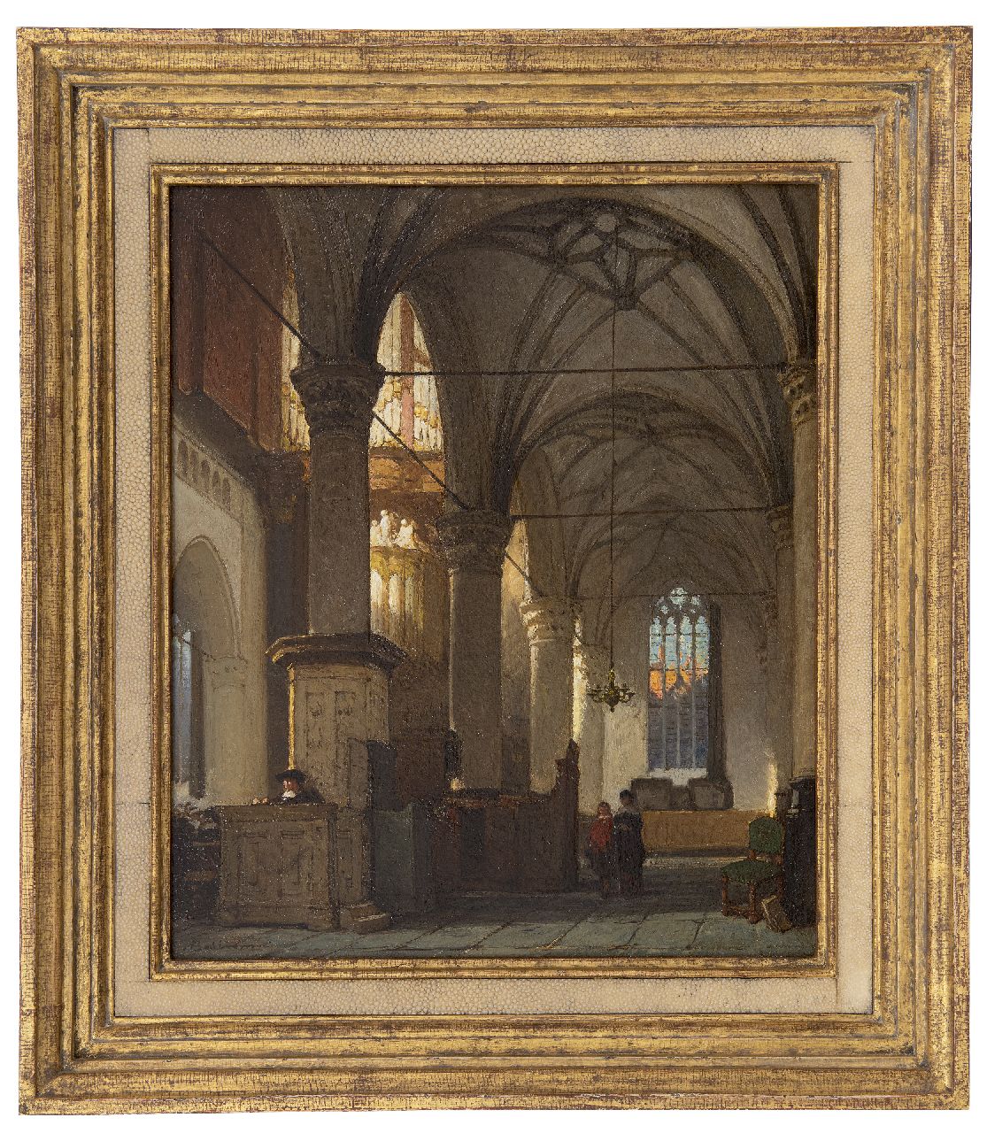 Bosboom J.  | Johannes Bosboom, Interior of the Sint-Laurenskerk in Alkmaar, oil on panel 43.1 x 36.1 cm, signed l.l.