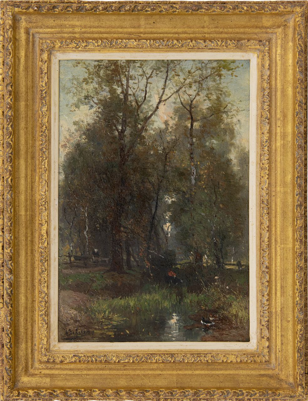 Bilders J.W.  | Johannes Warnardus Bilders, A forest pond, oil on panel 33.7 x 23.0 cm, signed l.l.