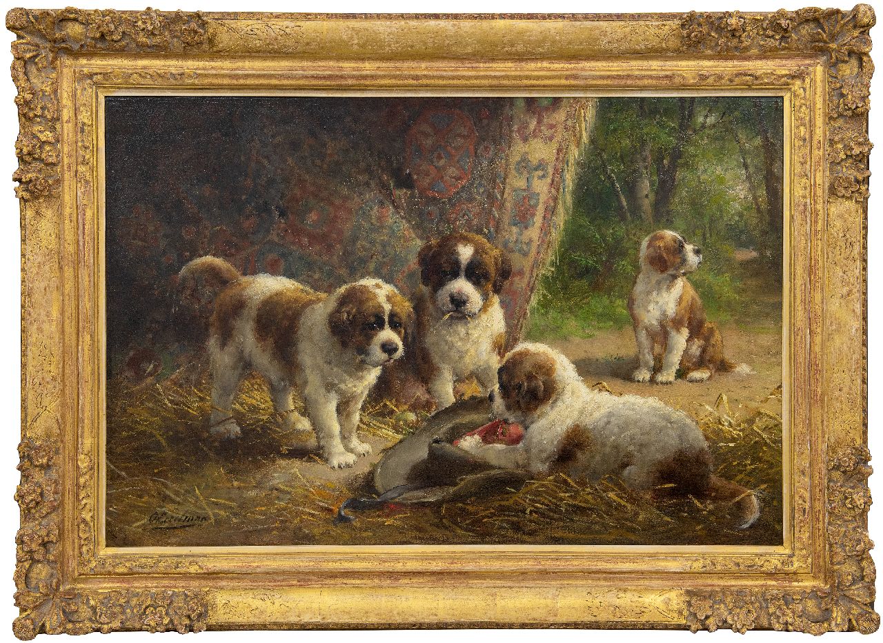 Eerelman O.  | Otto Eerelman, Saint-Bernard puppies, oil on canvas 60.8 x 90.5 cm, signed l.r.