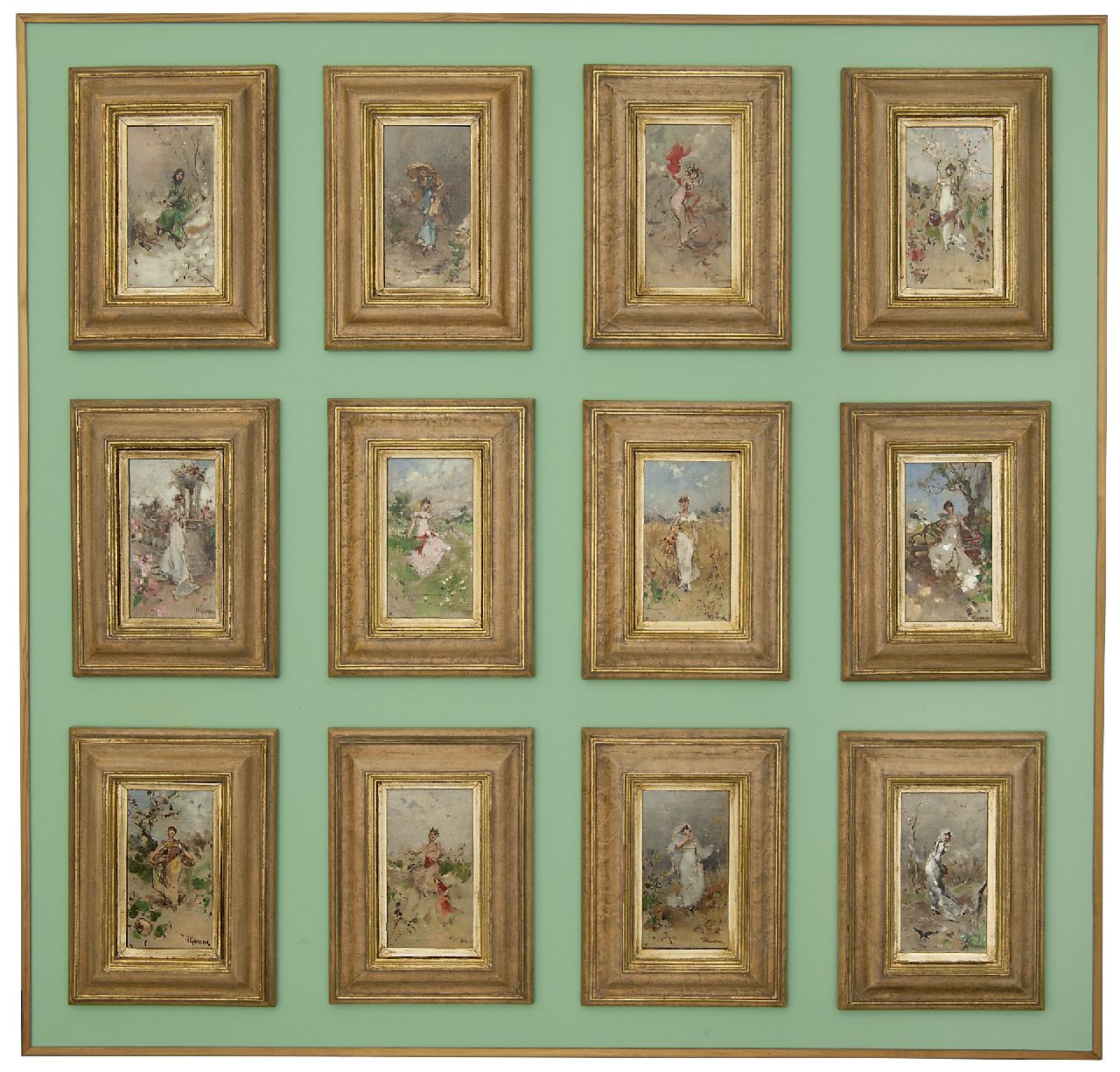 Kaemmerer F.H.  | Frederik Hendrik Kaemmerer | Paintings offered for sale | January - Zodiac sign Capricorn, oil on canvas laid down on painter's board 18.5 x 10.3 cm, signed l.r.