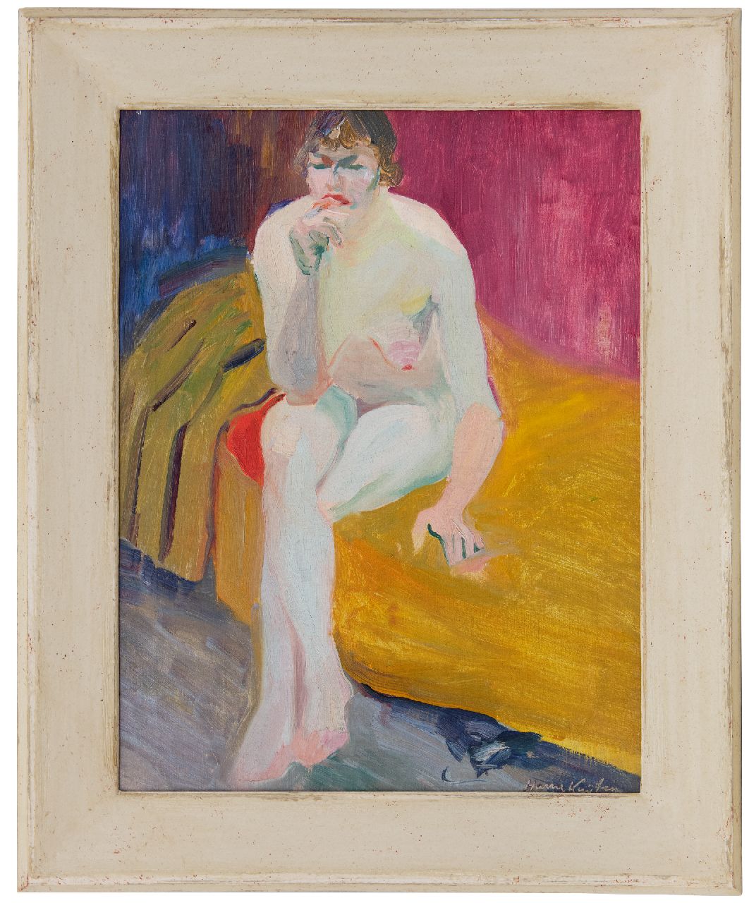 Kuijten H.J.  | Henricus Johannes 'Harrie' Kuijten | Paintings offered for sale | Seated nude, oil on canvas 53.0 x 40.7 cm, signed l.r.