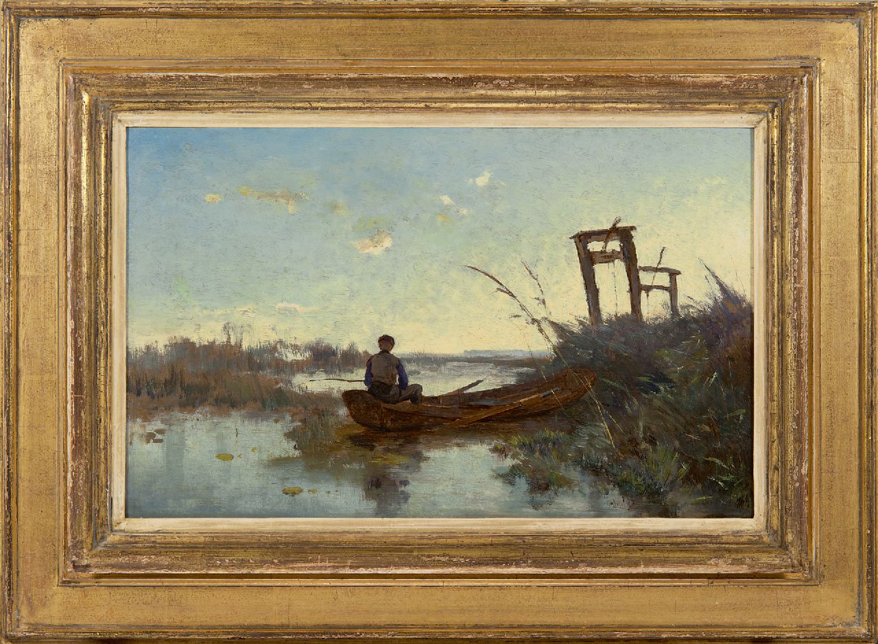 Gabriel P.J.C.  | Paul Joseph Constantin 'Constan(t)' Gabriel | Paintings offered for sale | Fisherman in a Dutch landscape, oil on canvas 29.0 x 46.4 cm, signed l.r. and painted ca. 1875