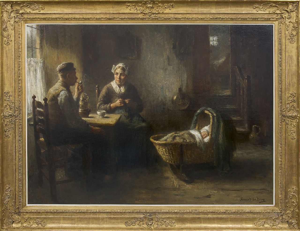 Hoog J.B. de | Johan 'Bernard' de Hoog | Paintings offered for sale | A farmer's interior, Laren, oil on canvas 96.0 x 126.2 cm, signed l.r.