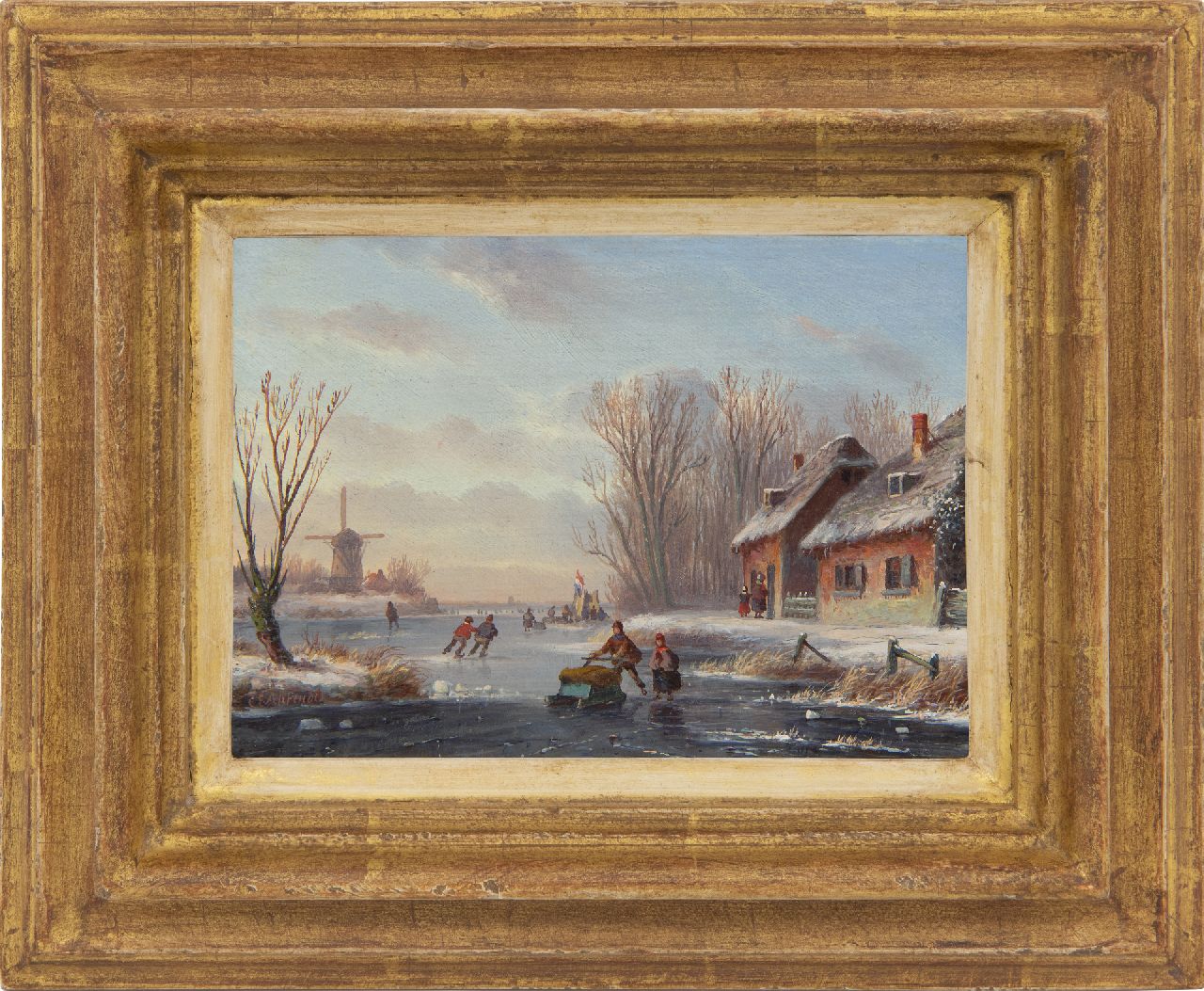 Ahrendts C.E.  | Carl Eduard Ahrendts, Dutch skatingscene, oil on panel 12.9 x 17.8 cm, signed l.l.