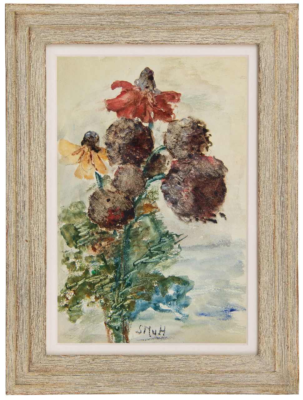 Mesdag-van Houten S.  | Sina 'Sientje' Mesdag-van Houten, Garden flowers with Cone-flowers, watercolour on paper 27.3 x 18.2 cm, signed l.c. with Initials