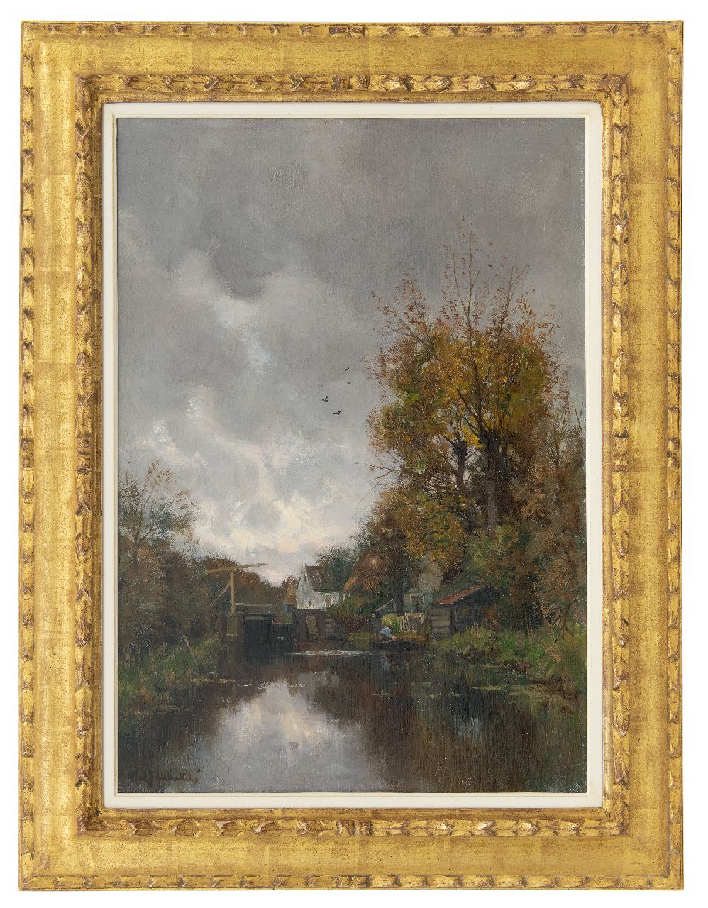 Rossum du Chattel F.J. van | Fredericus Jacobus van Rossum du Chattel | Paintings offered for sale | A small stream with a drawbridge, oil on canvas 56.5 x 40.3 cm, signed l.l.