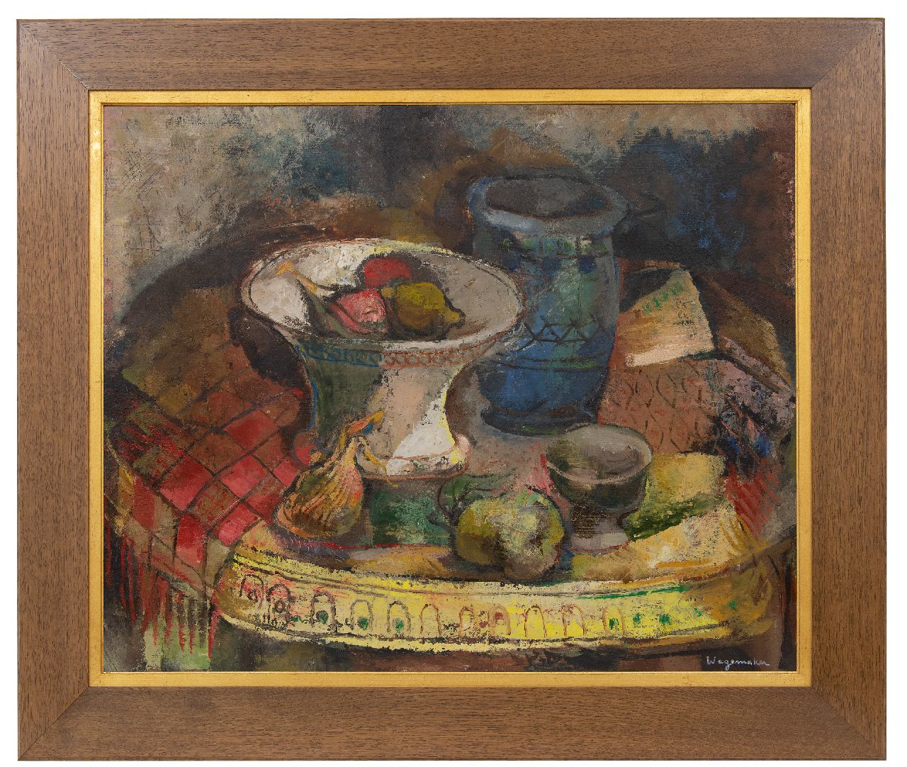 Wagemaker A.B.  | Adriaan Barend 'Jaap' Wagemaker | Paintings offered for sale | A still life with vases and fruit, oil on canvas 70.4 x 85.3 cm, signed l.r.