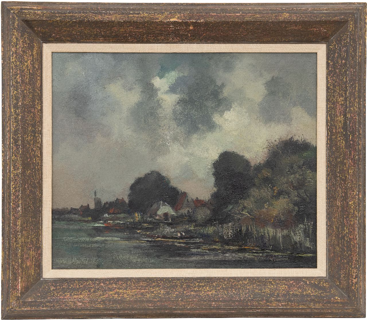 Markus A.  | Antoon Markus, Village on a stream, oil on canvas 38.3 x 47.4 cm, signed l.r. and dated 1915 'Oosterbeek'