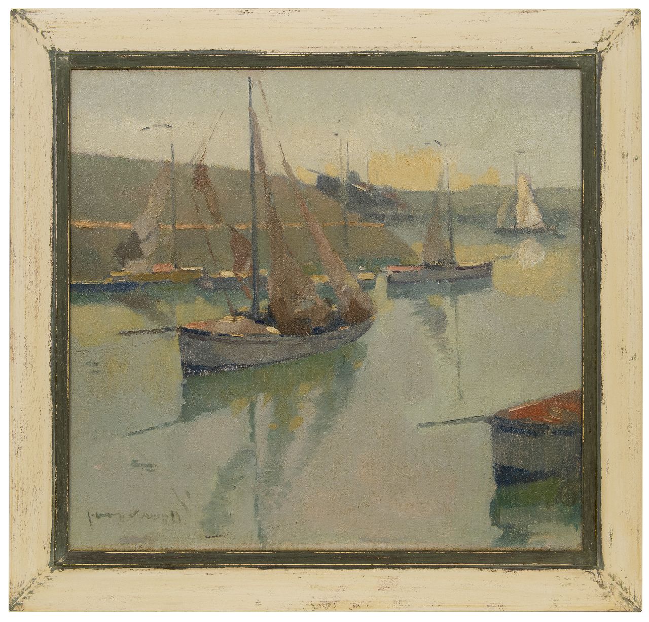 Kropff J.  | Johan 'Joop' Kropff, Ships in Scheveningen harbour, oil on canvas 60.2 x 65.2 cm, signed l.l.