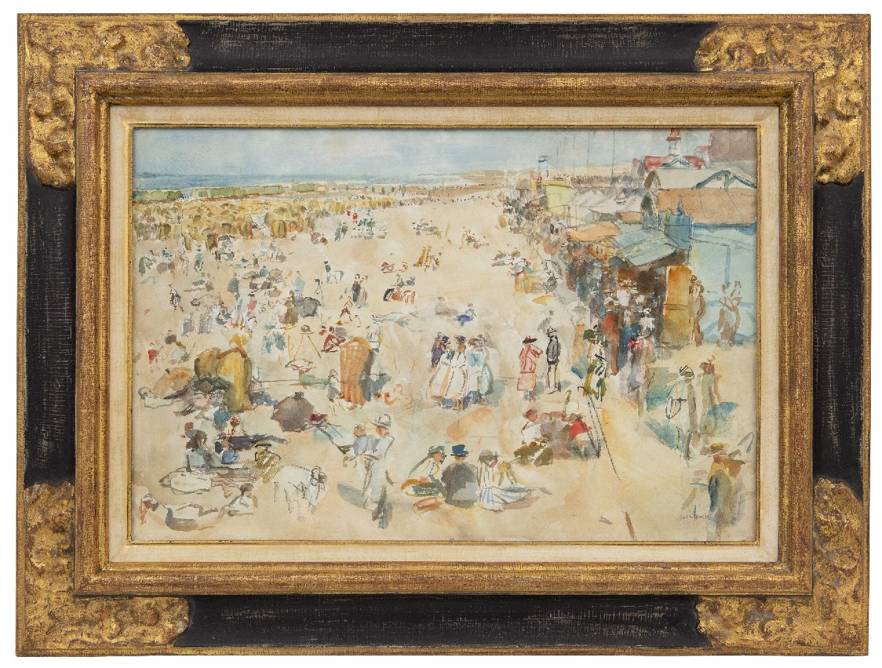 Israels I.L.  | 'Isaac' Lazarus Israels, A busy day, Scheveningen beach, watercolour on paper 33.7 x 50.5 cm, signed l.r. and painted ca. 1920