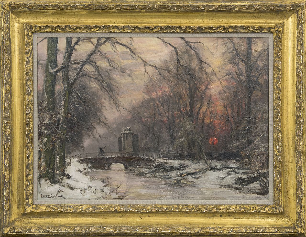 Apol L.F.H.  | Lodewijk Franciscus Hendrik 'Louis' Apol, The entrance of Huis ten Bosch in winter, oil on canvas 50.5 x 70.5 cm, signed l.l.