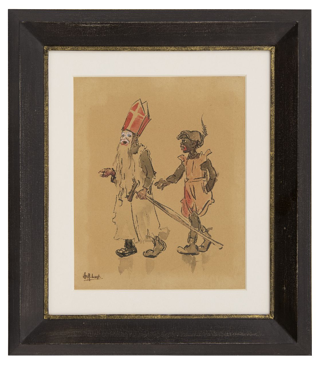 Luijt A.M.  | Arie Martinus 'Thies' Luijt | Watercolours and drawings offered for sale | Saint Nicholas and Peter, watercolour on paper 26.0 x 21.0 cm, signed l.l.