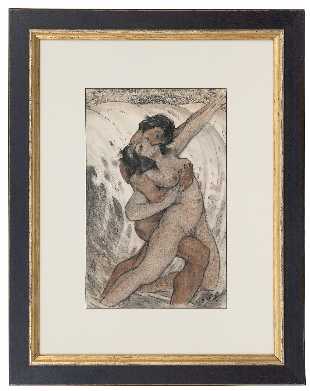 Dort W. van | Willem van Dort, The kiss, coloured chalk on paper 38.2 x 25.5 cm, signed l.r.