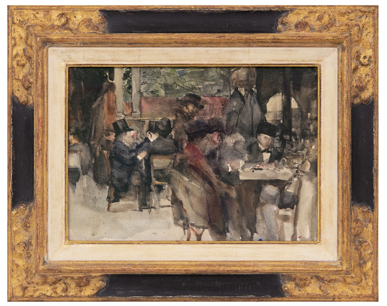 Israels I.L.  | 'Isaac' Lazarus Israels, In the café, watercolour on paper 24.6 x 34.9 cm