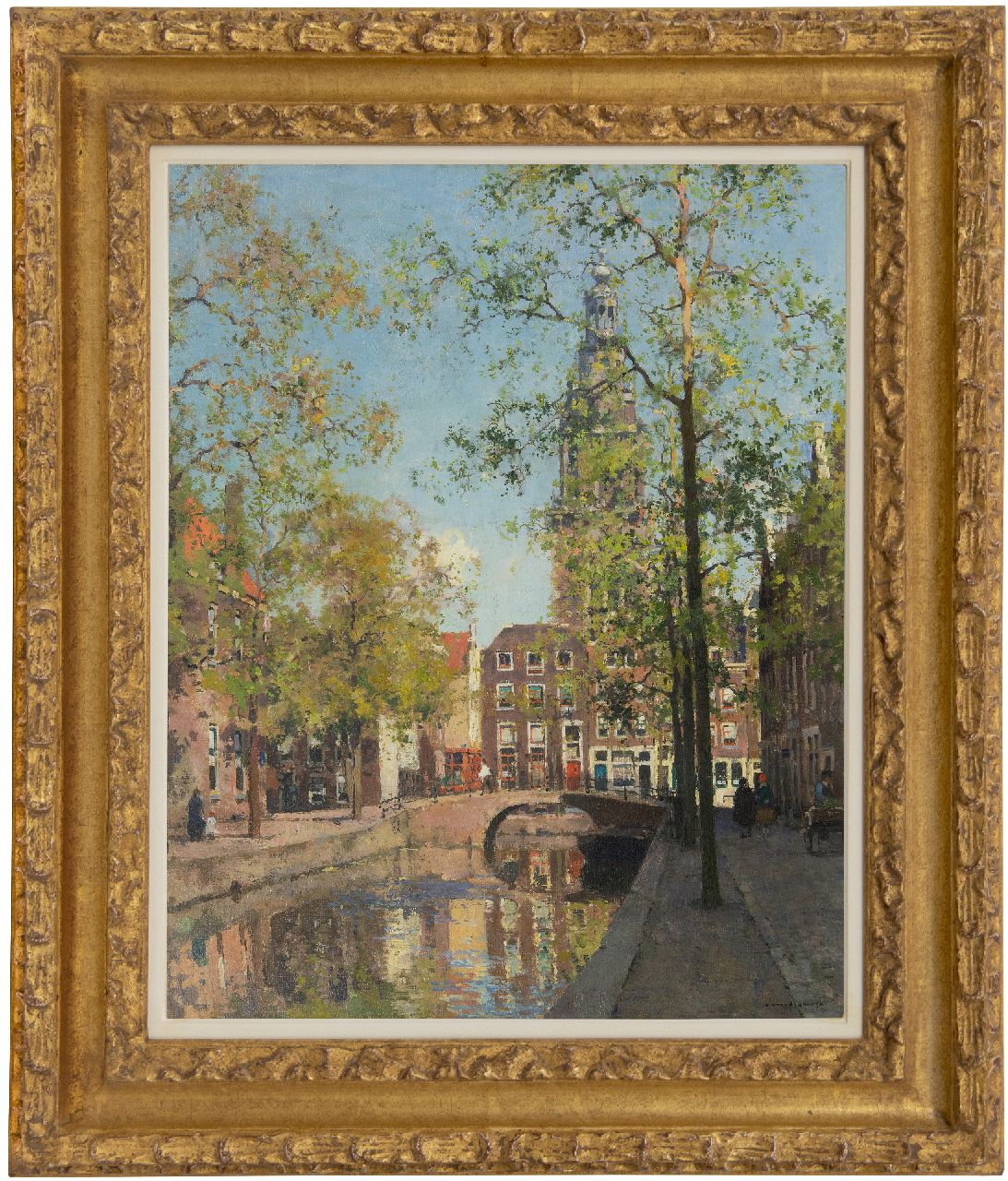Vreedenburgh C.  | Cornelis Vreedenburgh | Paintings offered for sale | The Groenburgwal in Amsterdam with the tower of the Zuiderkerk, oil on canvas 73.4 x 59.3 cm, signed l.r.
