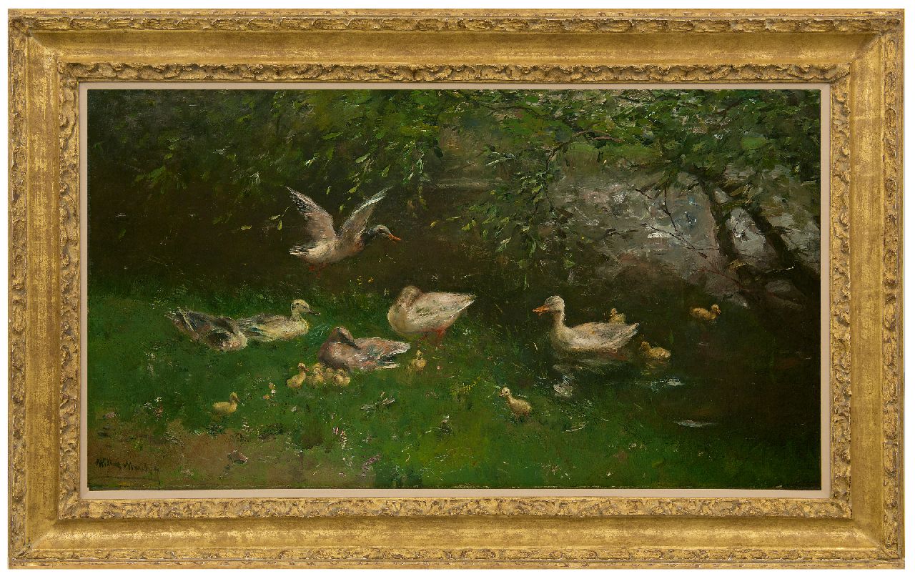 Maris W.  | Willem Maris | Paintings offered for sale | Ducks by a pond, oil on canvas 53.8 x 97.5 cm, signed l.l.
