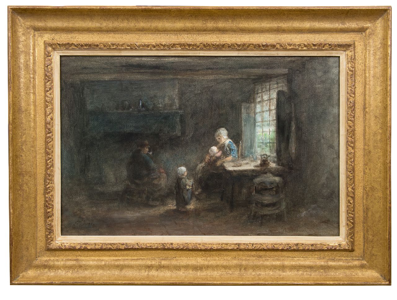 Israëls J.  | Jozef Israëls, The young family, pastel and watercolour on paper 35.3 x 53.5 cm, signed l.l.