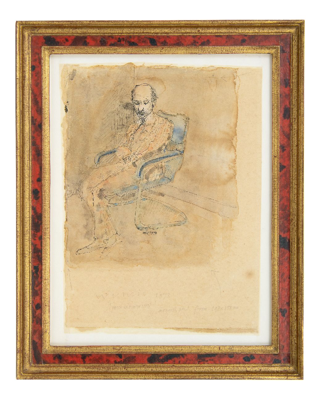 Westerik J.  | Jacobus 'Co' Westerik | Watercolours and drawings offered for sale | Poet in steel chair, pen, ink and watercolour on paper 20.0 x 15.0 cm, signed l.c. and dated april 1973