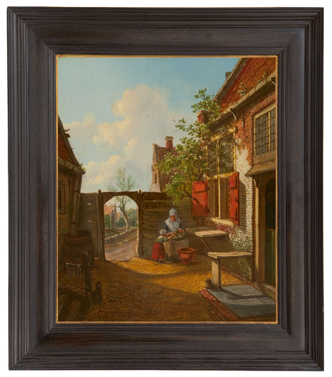 Hansen C.L.  | Carel Lodewijk Hansen, A Dutch courtyard, oil on panel 37.8 x 31.4 cm, signed l.l.