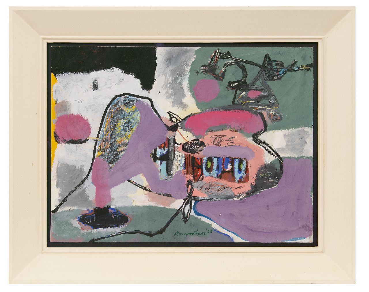 Gerritsen W.  | Wilhelm 'Wim' Gerritsen | Watercolours and drawings offered for sale | Untitled, chalk and gouache on paper 45.4 x 60.8 cm, signed l.c. and dated '53